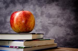 apple on library books 